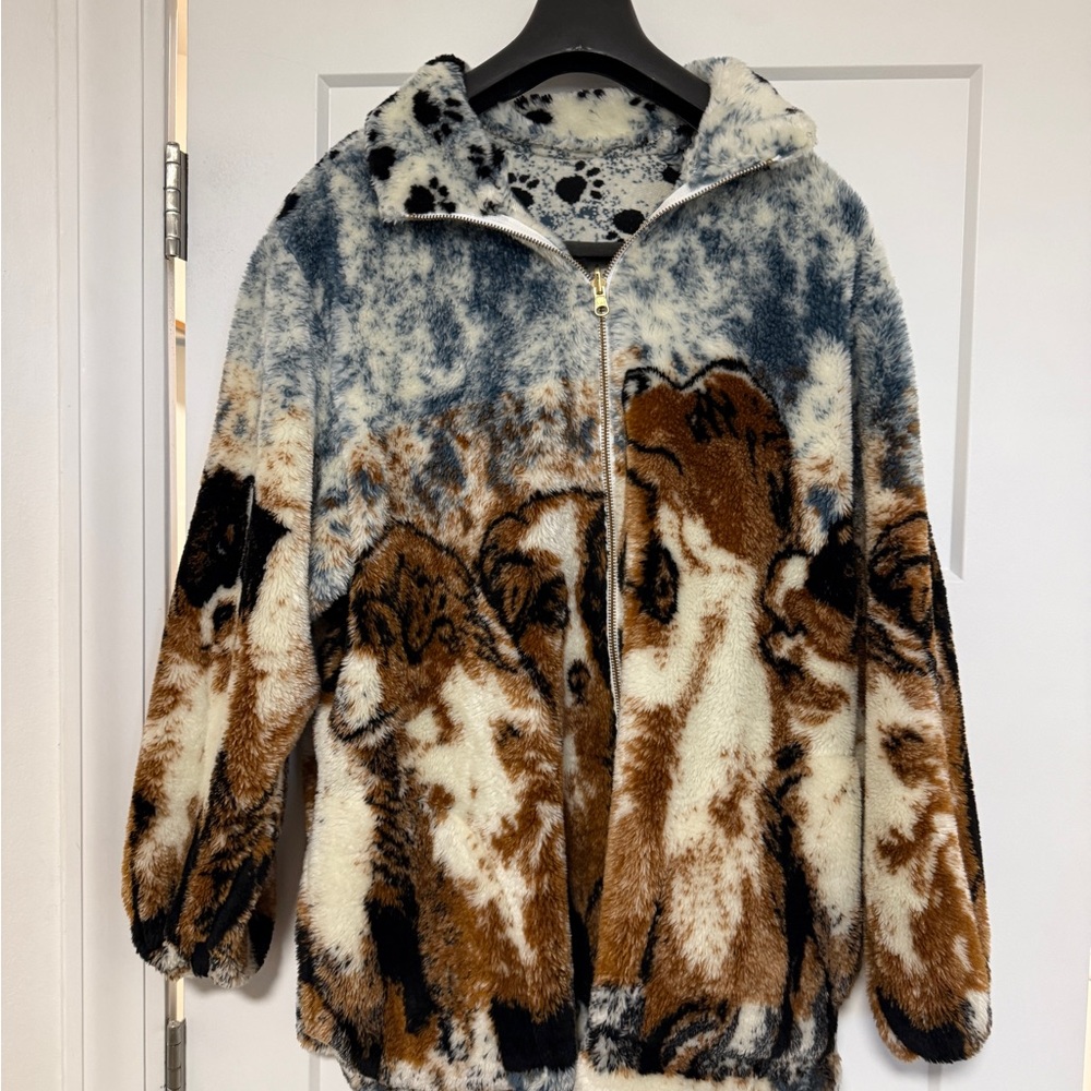 Vintage Rare 90s Puppy Dog Jacket Saint Bernard Print